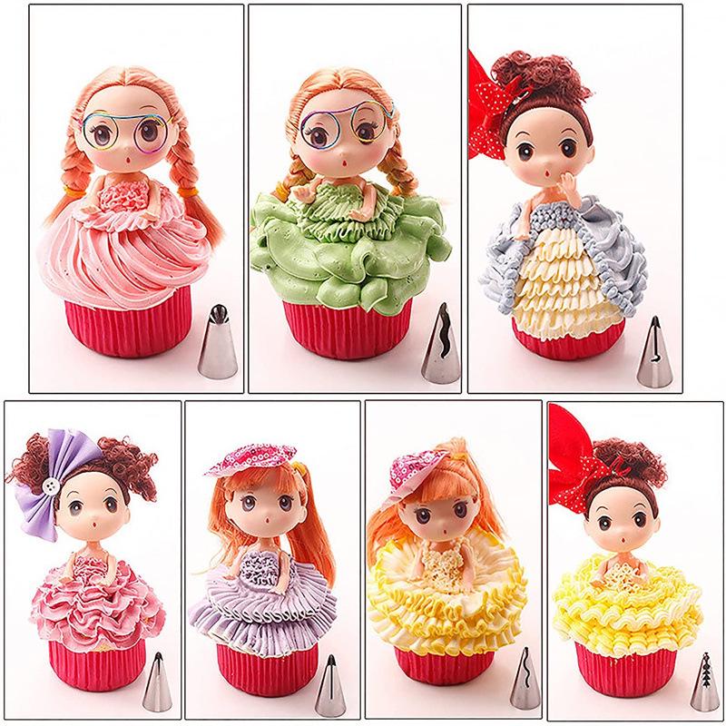 Korean Style 7-Piece Ruffle Piping Tips Set - 304 Stainless Steel Cake Decorating Kit