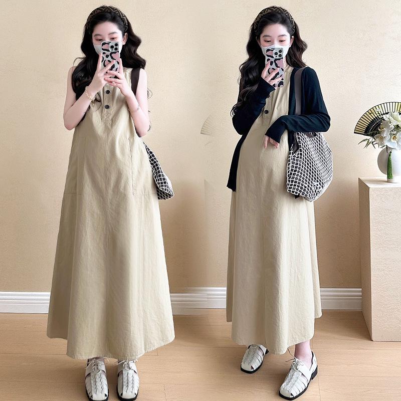 2026 Spring Casual Maternity Cardigan & Vest Dress Set XL