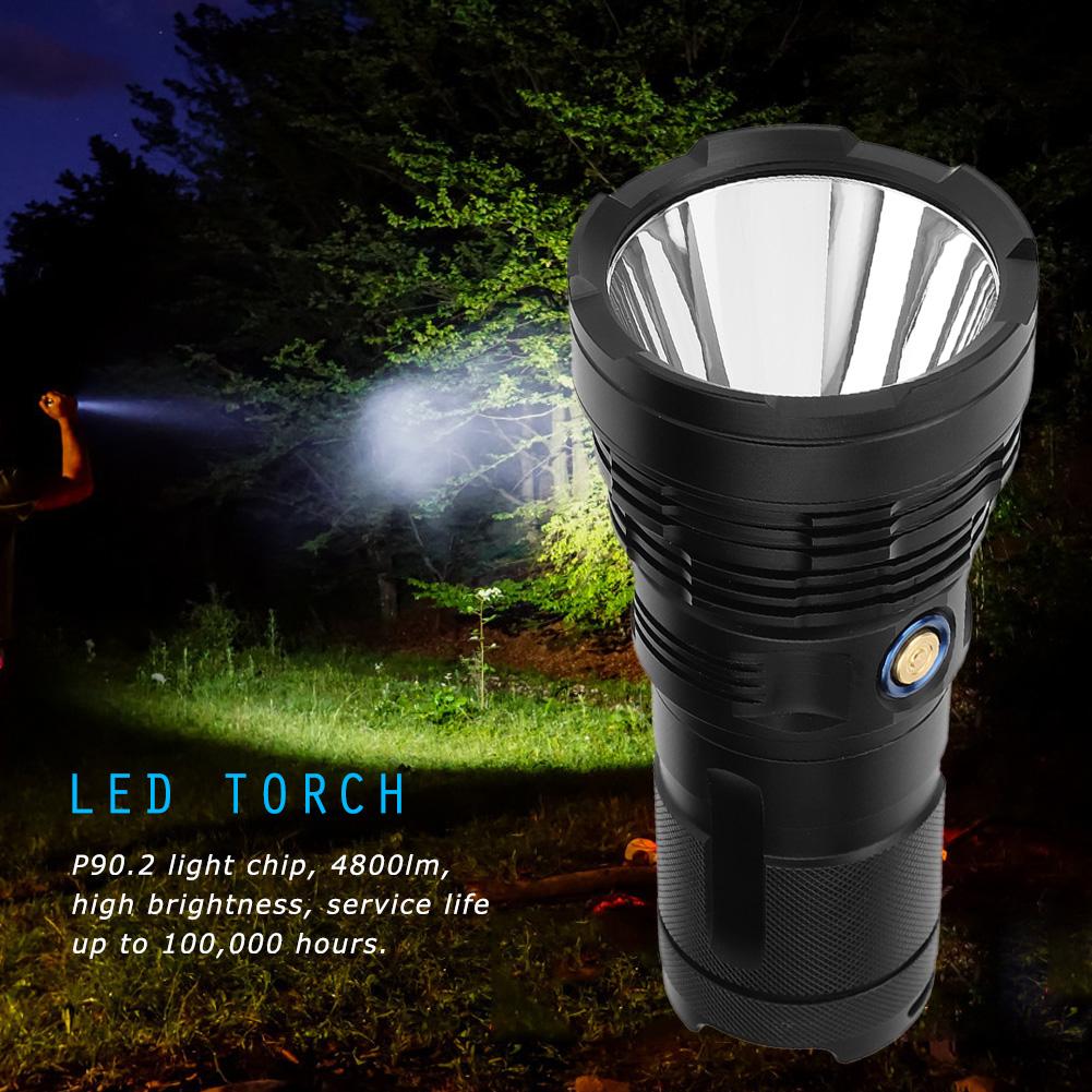 Lanternă LED multifuncțională P90 pentru exterior, impermeabilă, reîncărcabilă, 4800lm, Searchlighting, neagră