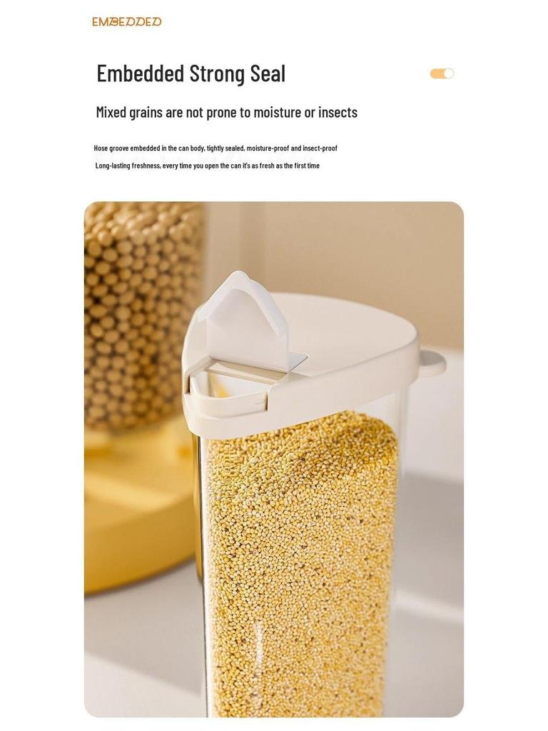 Rotating Moisture-Proof Grain Storage Box with Compartments for Kitchen & Fitness Enthusiasts