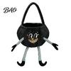 Kids Halloween Role Play Accessories Pumpkin Candy Basket with Handle, Soft Plush Trick or Treat Bag for Kids, Personalized Pails Portable Holiday