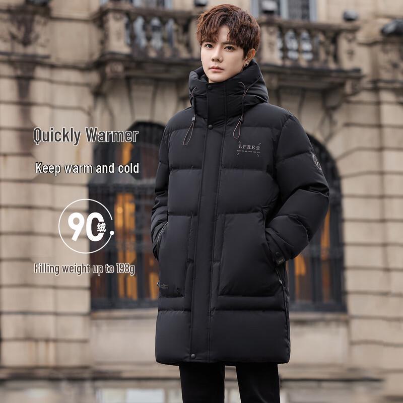 Snow Flying Men s Mid-length Hooded Down Jacket 2XL