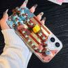 Bracelet Chain Painted Phone Case For iPhone 16 11 12 13 14 for 12 14 16 Pro 14 16 Pro Max Cute Pattern Hard Cover With Lanyard