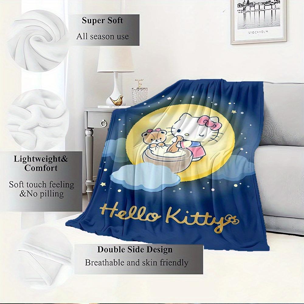 1pc Hello Kitty Moonlight Bath Bear Design Blanket - Home Decor, All Seasons, Comfortable, Machine Washable, Gift for Everyone, Suitable for