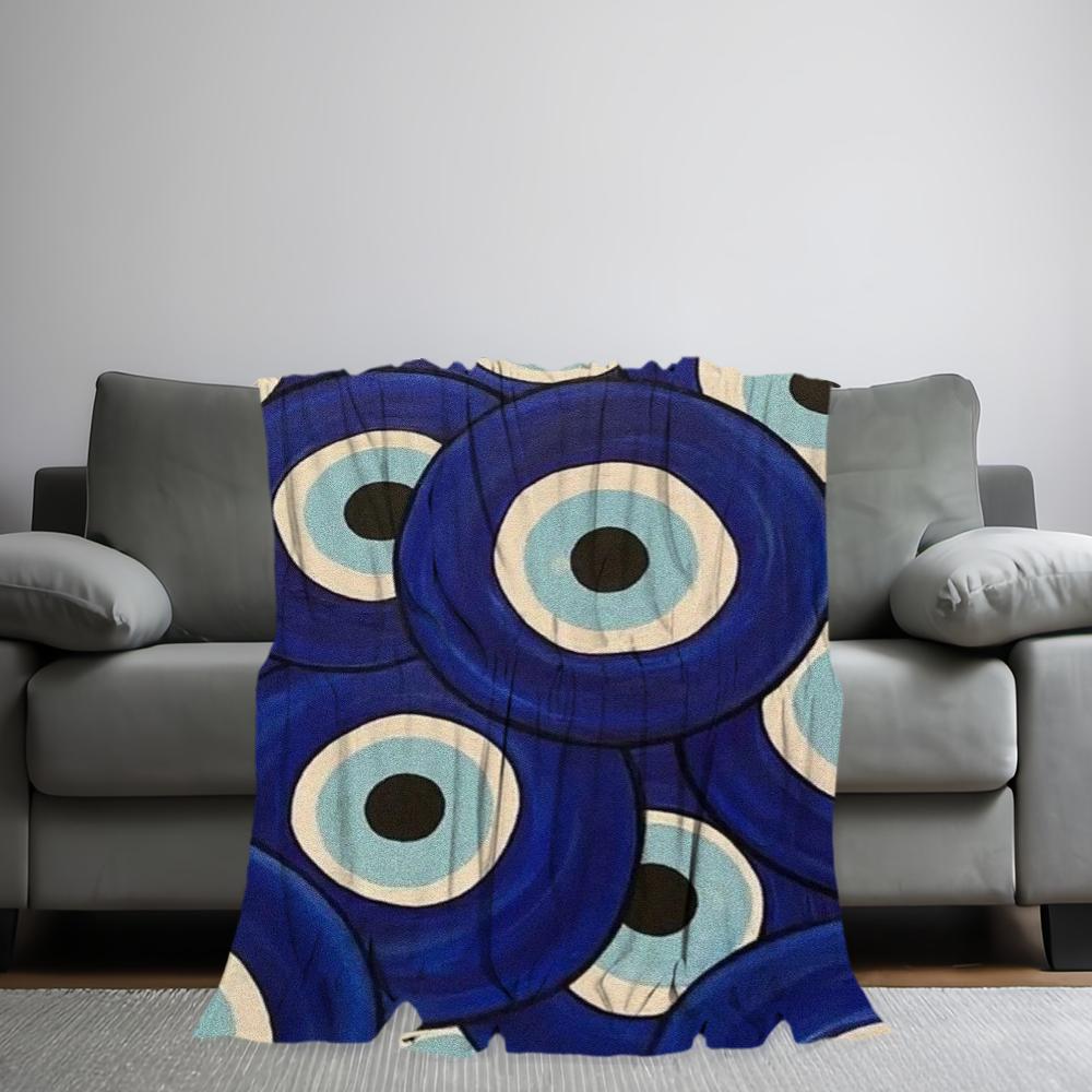 Turkish Lucky Blue Evil Eyes Blanket Skin friendly comfort warm soft plush blanket suitable sofa living room office bedroom