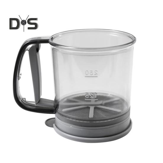 Síto na mouku jednou rukou lis Jemné síto na mouku Kuchyňský nástroj na pečení koláčů Cukr Kakaový prášek Koření