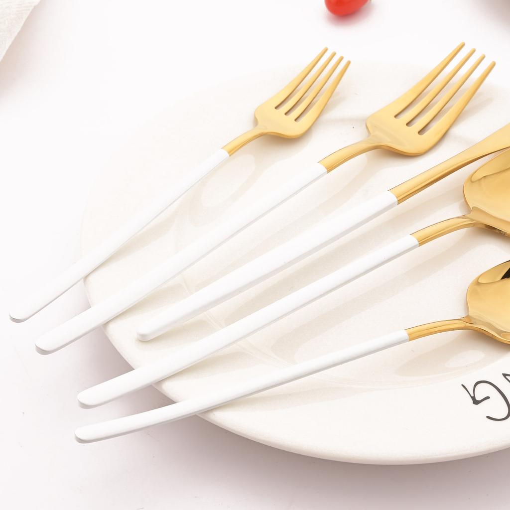 Rainbow 18/10 Stainless Steel Dinnerware Set Kitchen Flatware Tableware Sets Knife Fork Spoon Tea Spoon Cutlery Set Service for 6