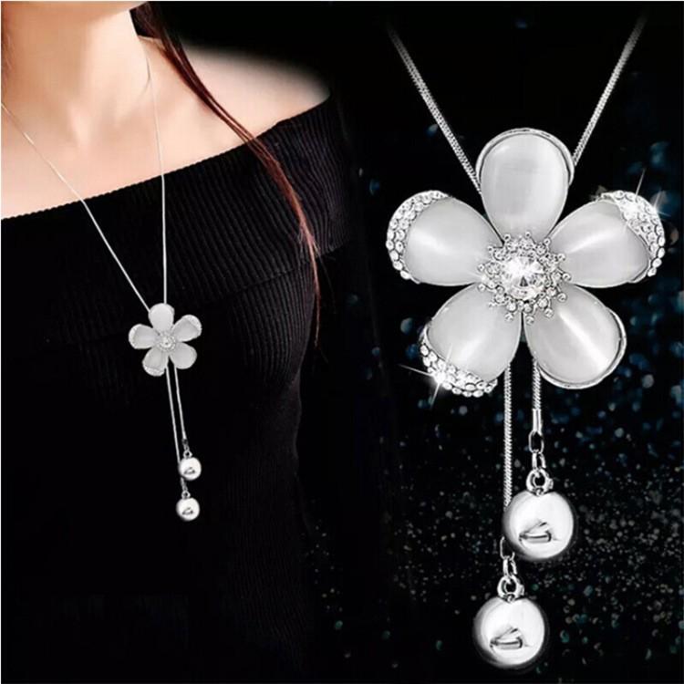 Fashion Crystal Studded Diamond Water Droplet Sweater Chain