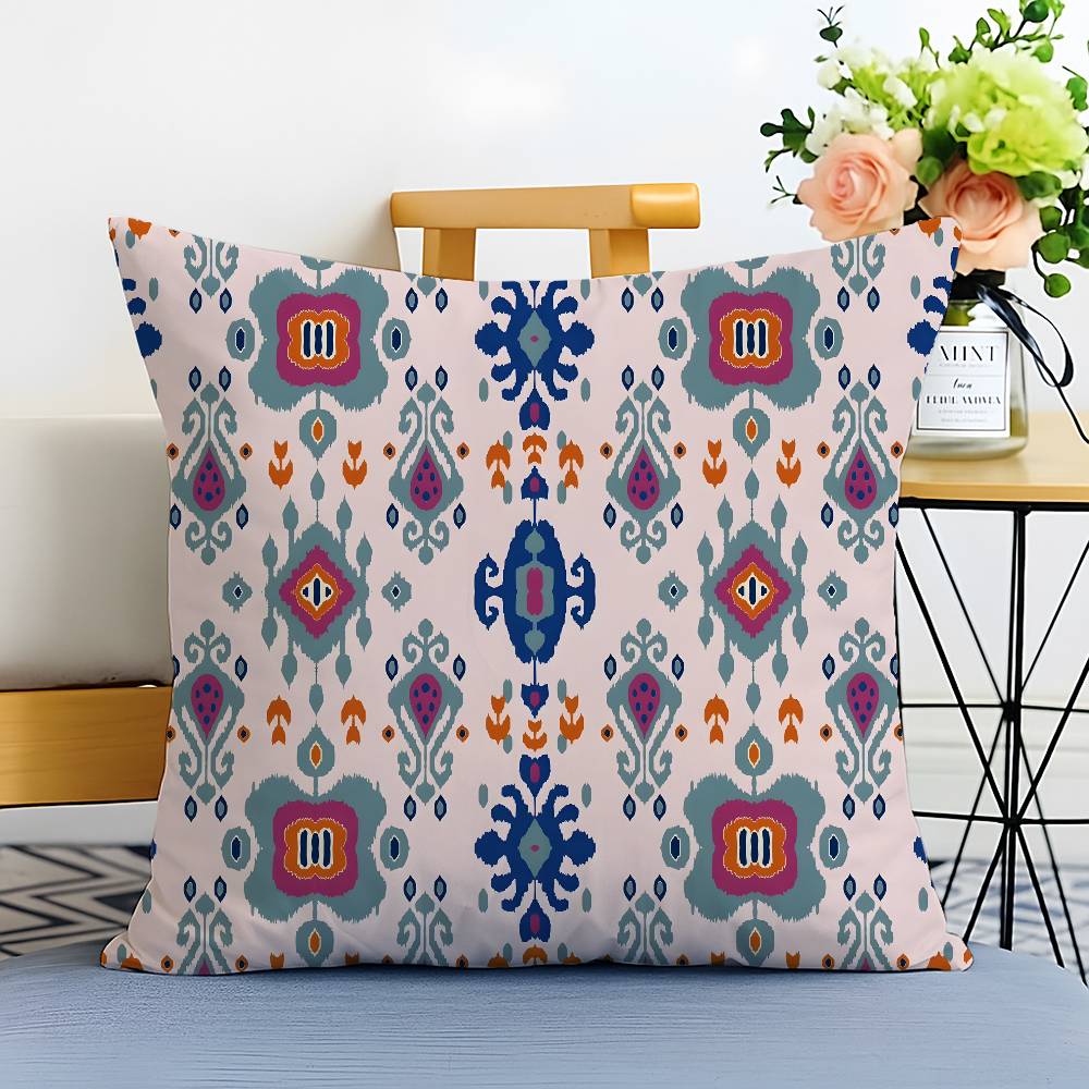 Exotic Ethnic Plaid Pattern Pillow Case Printed Brushed Fleece Pillow Baby Skin-Touch Eco-Friendly Dye-Sublimat