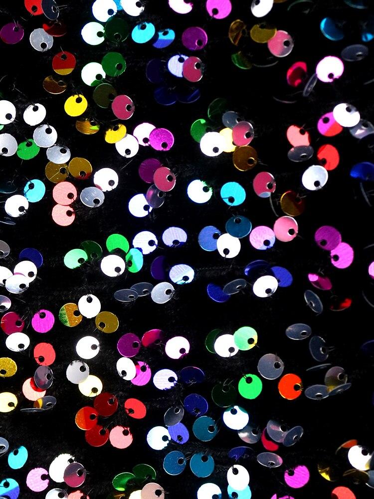 AOMEI Velvet Dresses One Shoulder Sequins Long Sleeve Bodycon High Waist Ruffles Mini Club Evening Cocktail Party Gowns