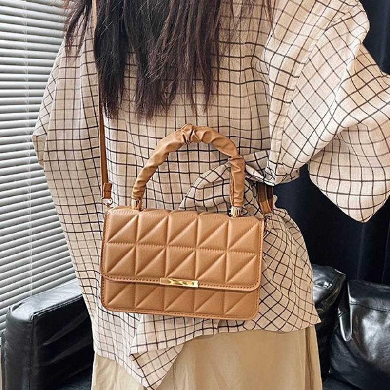 Pu Crossbody Bag For Women Small Square Design With Stitching For Daily Casual Use