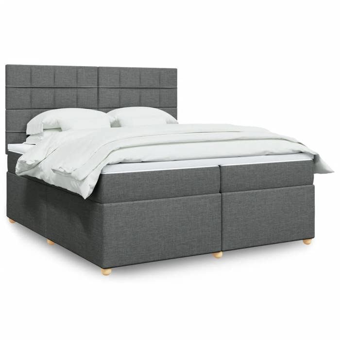 Maison Exclusive - Sommier à lattes de lit avec matelas Gris foncé 200x200cm Tissu