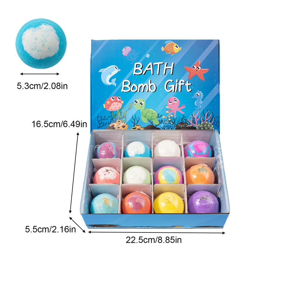 12Pcs Bath Bombs with Toys Natural Bath Salt Balls with Animal Toys Stocking Stuffers for Kids Boys Girls Family Bath Time