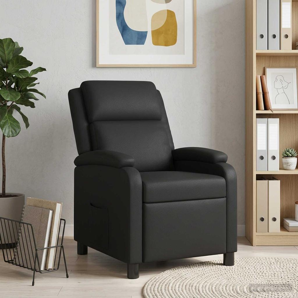 Recliner Chair Black Faux Leather