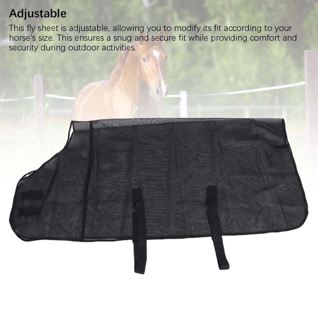 Horse Mesh Fly Sheet Breathable Sun Proof Abrasion Proof Adjustable Horse Care Sheet for Summer