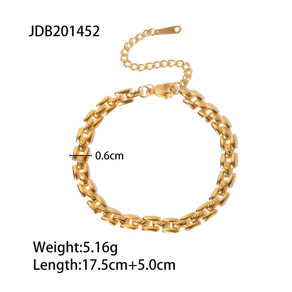 Youthway New Metallic Style Strap Bracelet Gold Color Stainless Steel Trendy Charm Waterproof Jewelry For Women Men