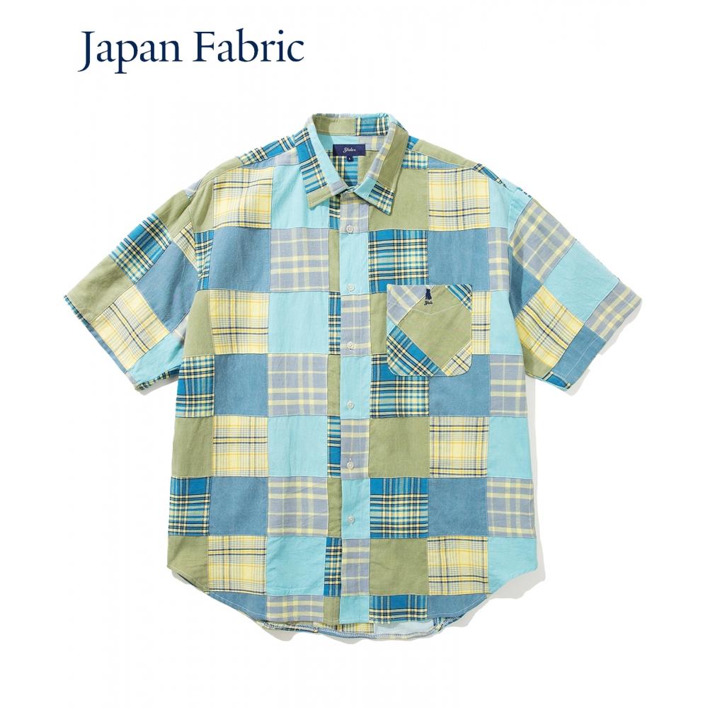 

YALE JAPAN FABRIC COTTON INDIA PATCHWORK SS SHIRT GREEN