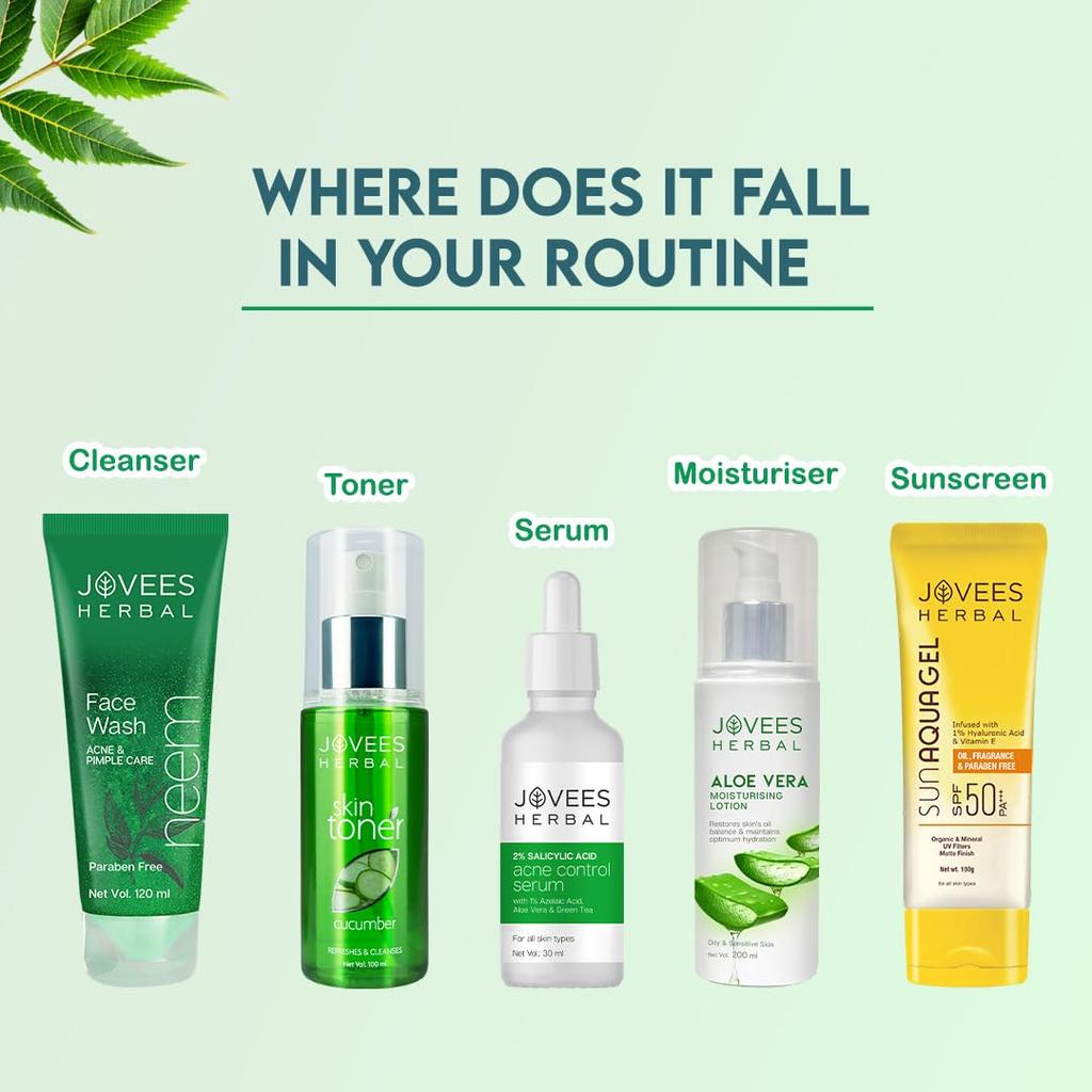 Jovees Herbal Neem Face Wash 120ml | Oil Control Cleanser For Acne Prone Skin | Gentle Daily Face Wash For Men And Women