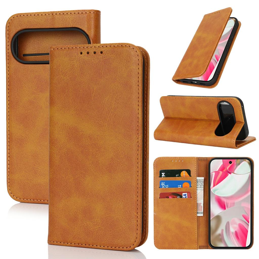 For Google Pixel 10/10 Pro Case PU Leather Calf Textured Magnetic Closing Smart Phone Cover