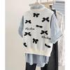 Women's V-Neck Contrast Bow Knit Vest