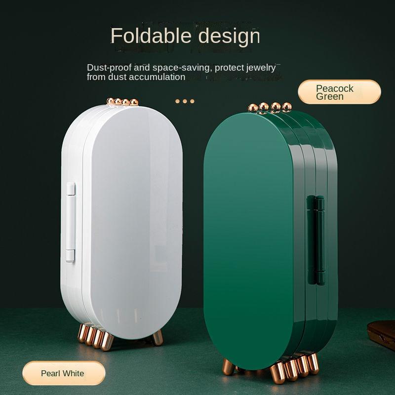 Sammenleggbar oppbevaringsboks for smykker Husholdningsøreringer Halskjede Displaystativ Høykapasitets Luksus Retro Screen Smykker Organizer Veske