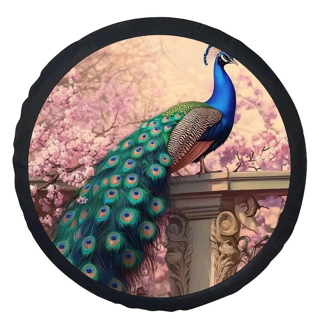1pc Peacock In Spring Themed Tire Cover Wheel Cover, Trendy Universal Wheel Cover Tire Cover Wheel Protection Cover, Suitable Fo
