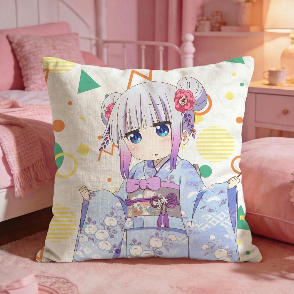 Miss Kobayashis DDragon Maids Cushion Cover Premium Comfort Reversible Pillow CoveTwo In One Design For Any Room  Car Interior