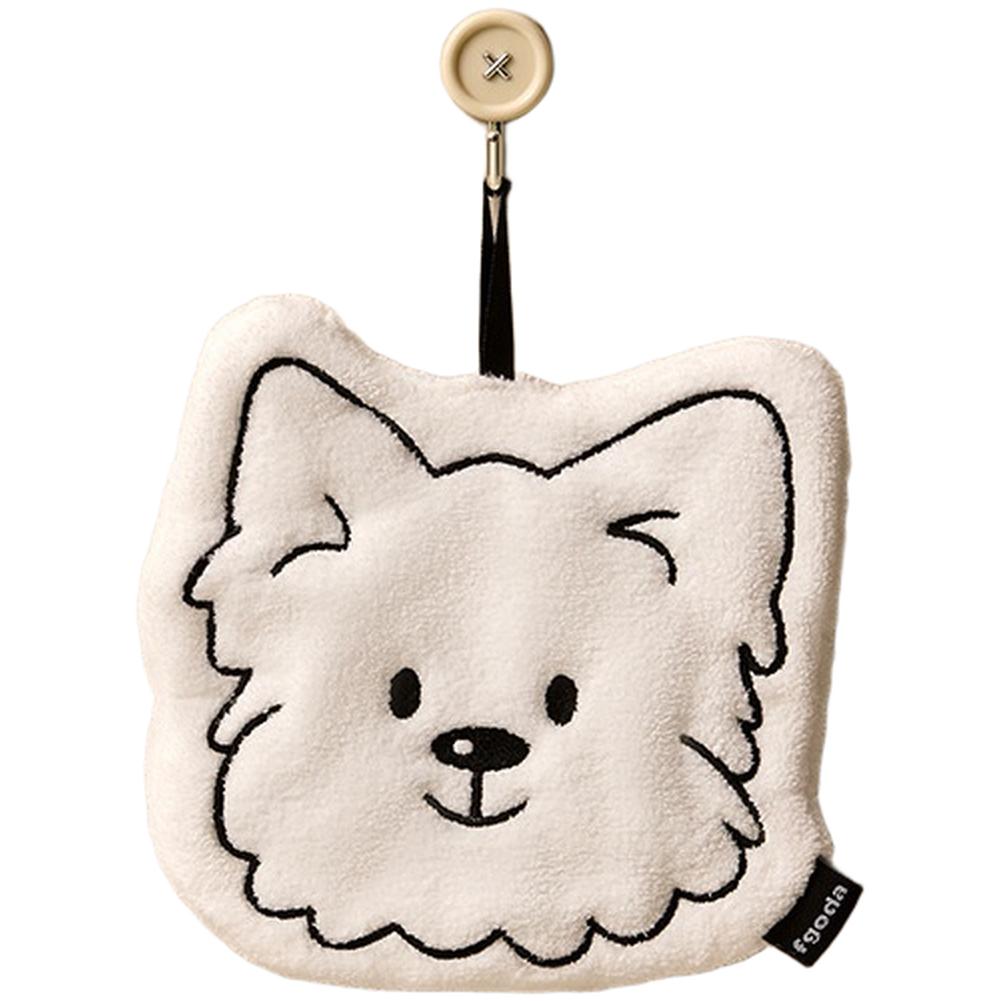 Kitchen Bathroom Coral Fleece Towel Cute Dog Design Quick Drying Kitchen Towel Towel White Coral Fleece Material