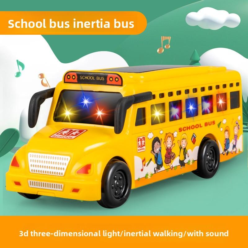School Bus Toys Cars Die Cast Plastic Little Cars City Bus With Sound And Light Up Friction Powered Cars Play Toys Gift For Kids