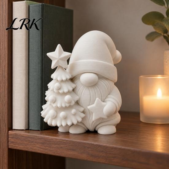 Festival Gift for Friends 3D Printed Christmas Gnome Figurine, DIY Paintable Mini Hugging Small Figurines Desktop Star & Tree, Winter Holiday