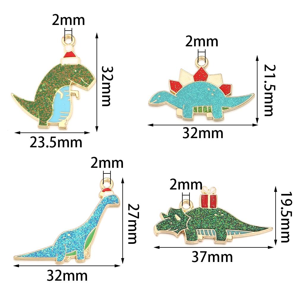 6pcs/lot Alloy Enamel Dinosaur Charms Colorful Cute Animal Charms Pendants For DIY Jewelry Making Necklace Keychain Accessories