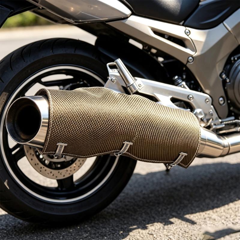 Exhaust Heat Barrier Wrap Kit 6 x 12 In for Exhaust Pipes and Manifolds, Flexible Double-Layer Fabric Panel with 3 Stainless Steel Retainers