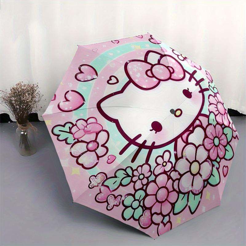 1pc Hello Kitty Floral Frame Umbrella with Plastic Handle,Suitable for All Seasons Home Travel Outdoor UmbrellaSanlio383