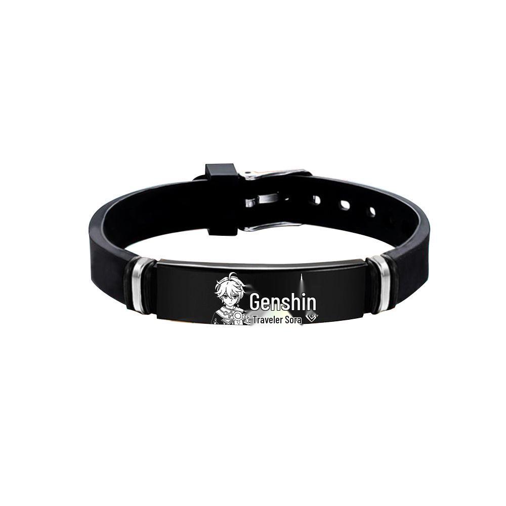 Genshin Impact Kamisato Ayaka Stainless Steel & Walnut Bracelet