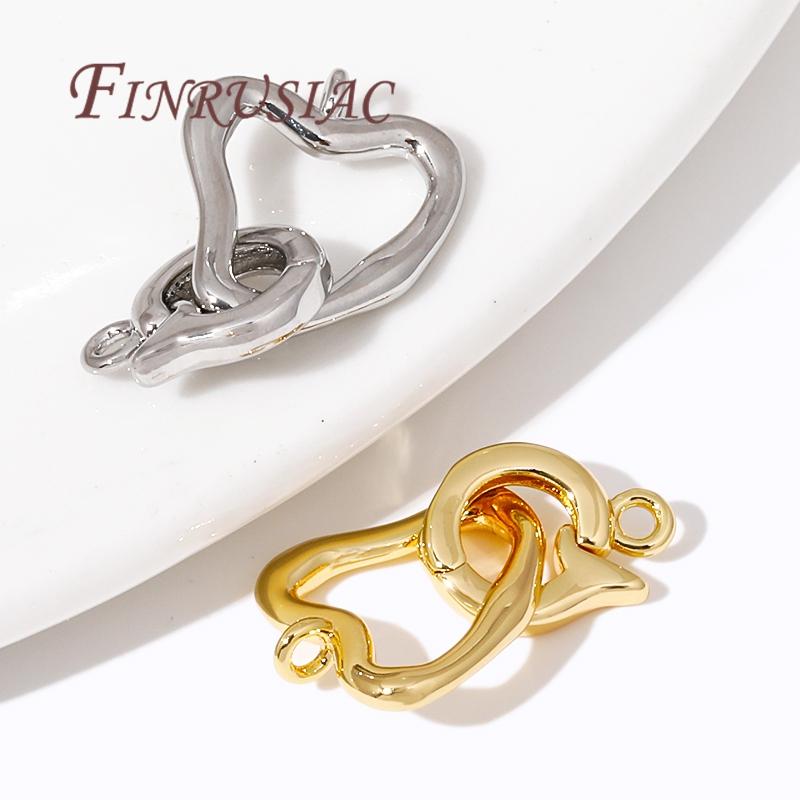 18K Real Gold Plated Heart Shape Connector Clasps,Pearl Clasp For Jewelry Making Findings DIY Accessories,Fastener Clasps