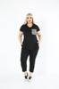 Women's Fashion Big Size Tracksuit Set Plus Size Black Houndstooth Detailed Summer Capri Set