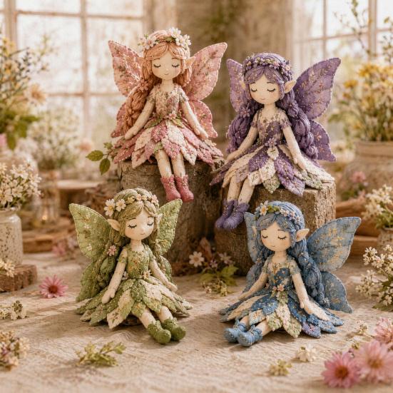 Cute Fairy Dolls Comprehensive Patchwork Kit Ring Fabric Green 30 Cm 1 Pc