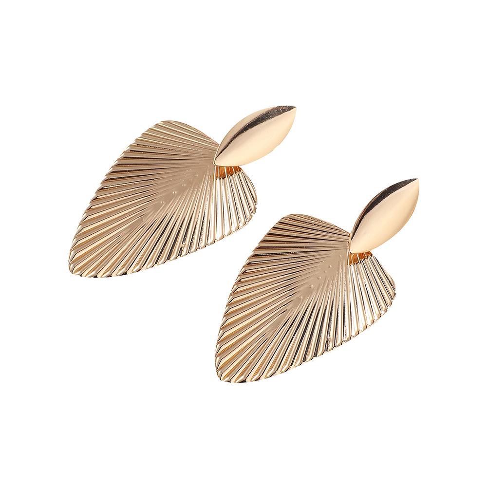 Stylish Geometric Metal Leaf Earrings: High-End, Sexy European & American Design for Women