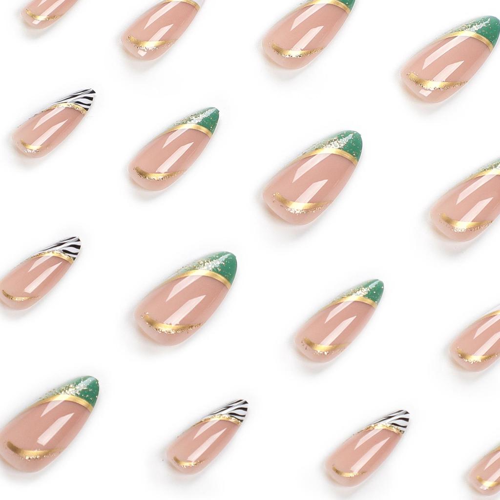 Almond Fake Nails - French Manicure Tips - Ready-to-Wear Nail Set