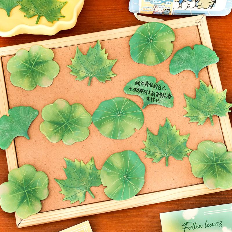 30Sheets Green Leaves Memo Pads Simple Scrapbooking Sticker School Supplies Post Sticky Notes Office Stationery