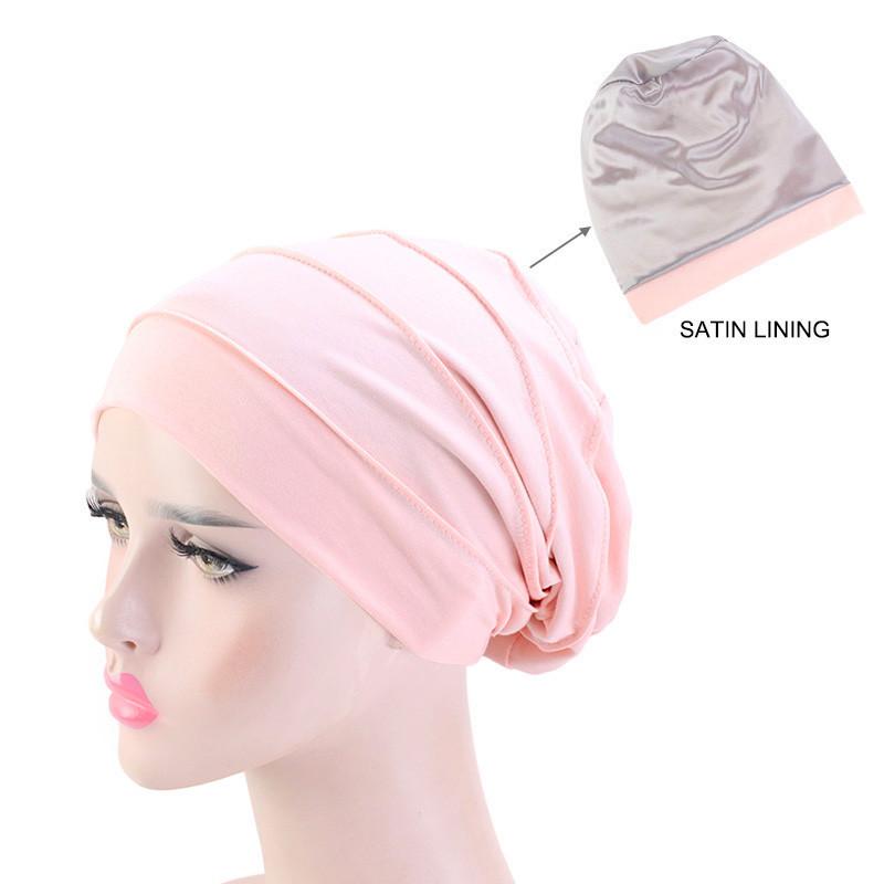 2022 New  Muslim Hijab Elastic Cotton Turban Hat Solid Color Women Warm Winter Headscarf Bonnet Inner Hijabs Cap Chemo Hat