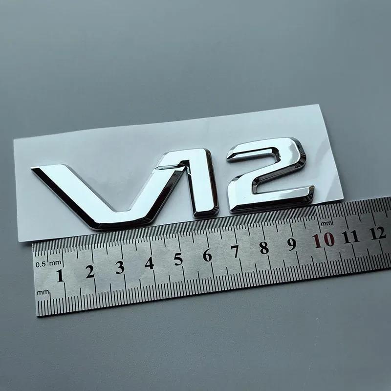 Flat ABS Letters V12 Car Emblem Trunk Fender Nameplate Logo Sticker for mercedes benz S400 S500 S600 Chrome Glossy Black