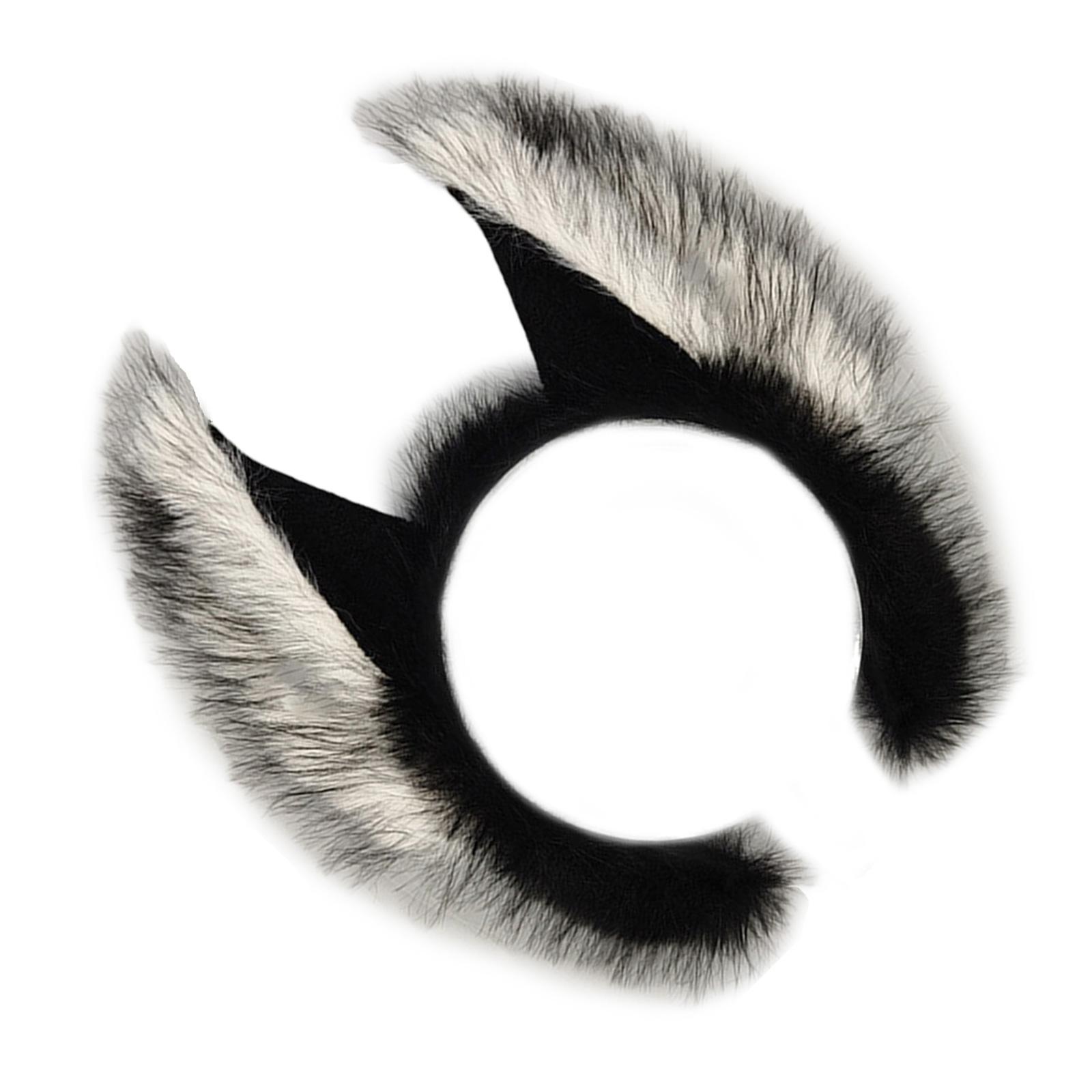 Plush Animal Ear Hairhoop For Cosplay Parties Wolf Ear Costume Headwear For Halloween Outfit And Stage Performances белый