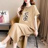 Idle Style Short Sleeve T-shirt Skirt Women's Summer Casual Loose Overknee Dress Pure Cottom Long Dress Plus Size Women's Clothing