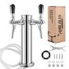Draft Beer Tower,Dual Faucet Tap Kegerator Tower,3'' Dia. Stainless Steel Column Beer Dispenser with Hose,Wrench,Brewing Bar Kit