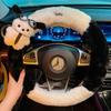 Car Steering Wheel Cover with Cute Pochacco Design, Suitable for Men and Women, Winter Warm Plush Non-Slip Heated Car Handle Cover for Women