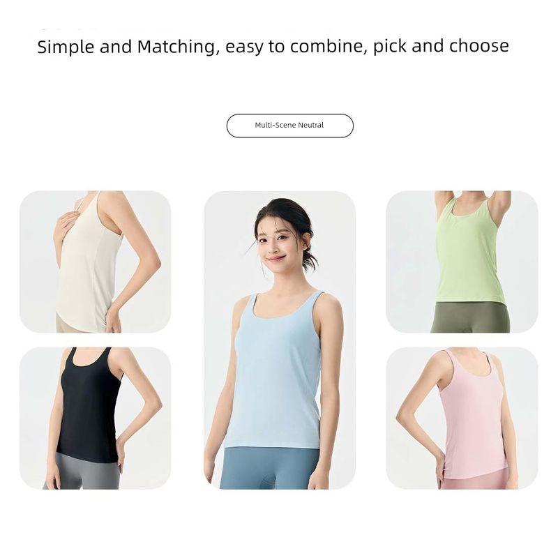 Foreign Trade Yoga Clothes With Chest Pad Fake Two-Piece Sexy Beauty Back Sports Quick-Drying Vest Cover up Loose Fitness Top Women
