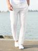 Men's Cotton Linen Long Pants Summer Solid Color Breathable Linen Trousers Male Casual Elastic Waist Casual Pants Harajuku Trous