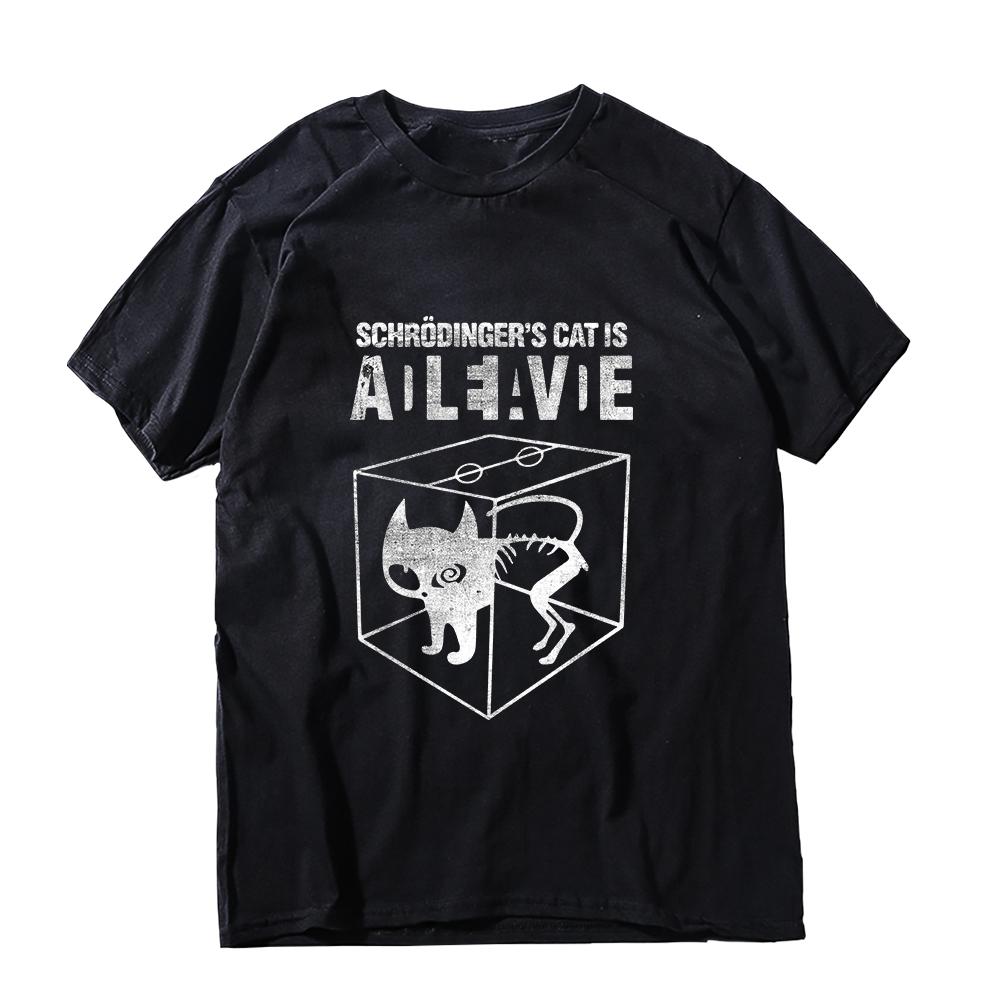 COOLMIND 100% Cotton Schrodinger Cat Print Big Size Men T Shrit Casual Sort Sleeve Cotton Summer Men Tshirt Male Tee Shirts