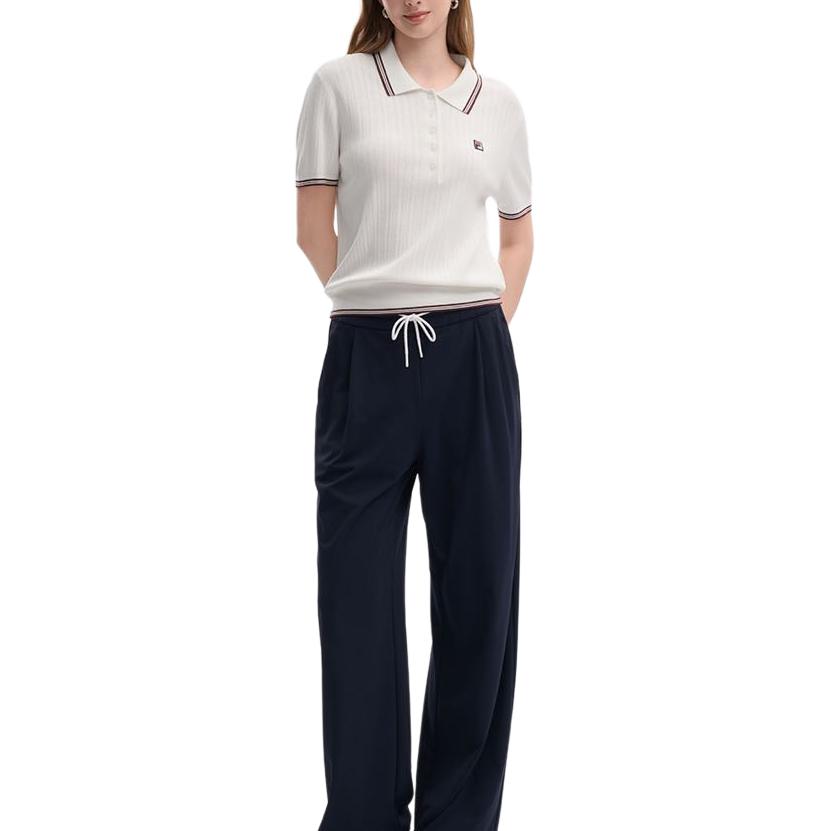 Fila Heritage Elegant Lifestyle Pullover Short Sleeve Polo Shirt Women Tops F11W638417F-WT